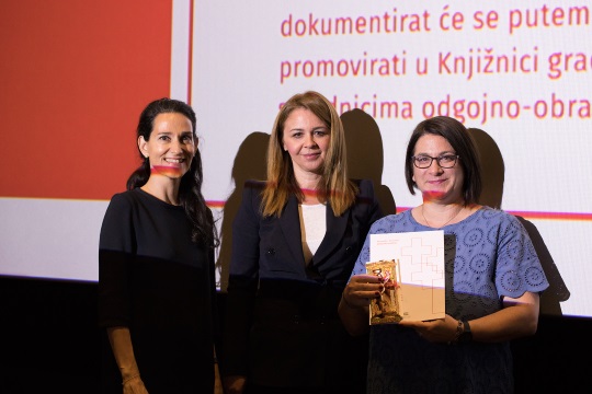 Nj.E. ga Emilija Georgiev Regamey, veleposlanica vicarske Konfederacije u Republici Hrvatskoj,  Helena Beus, ravnateljica Ureda za udruge Vlade Republike Hrvatske, defektologinja kole Andrea Fajdeti